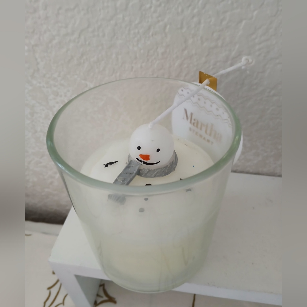 Martha Stewart Festive Snowman Candle - White and Gray